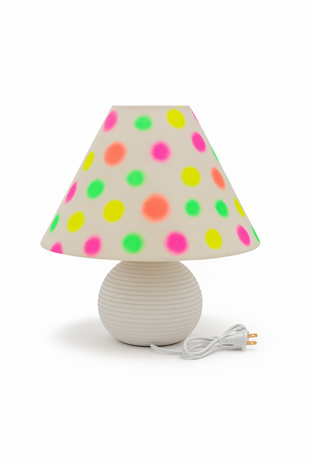 Hand-painted Upcycled Linen Sustainable Lampshade in Polka Dot print Small