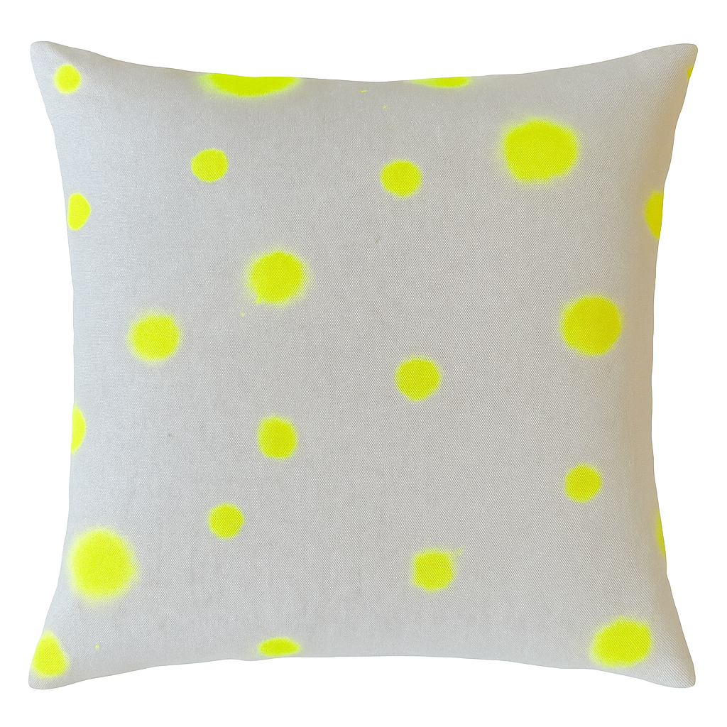 Hand-painted Sustainable Linen Cushion in Polka Dot print