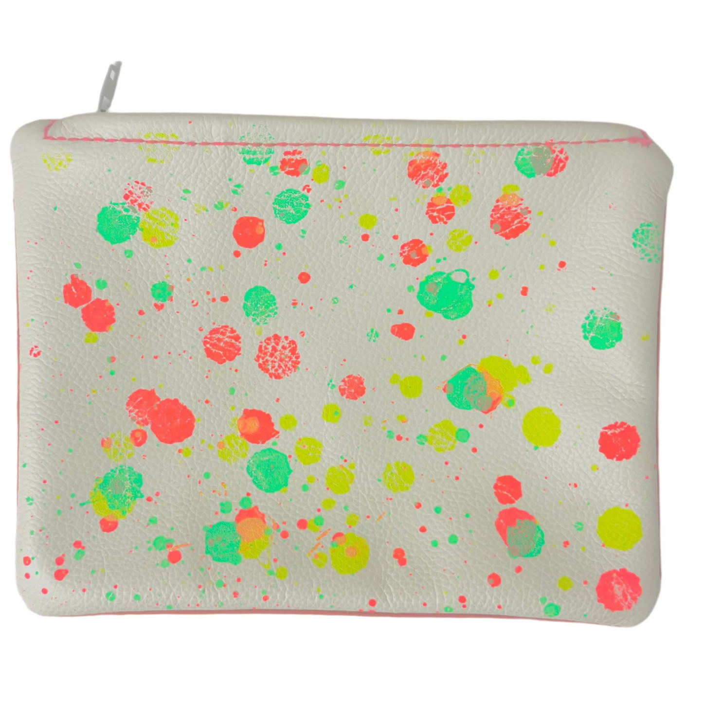 Upcycled Leather Pencil case pouch in Sustainable Splatter Print