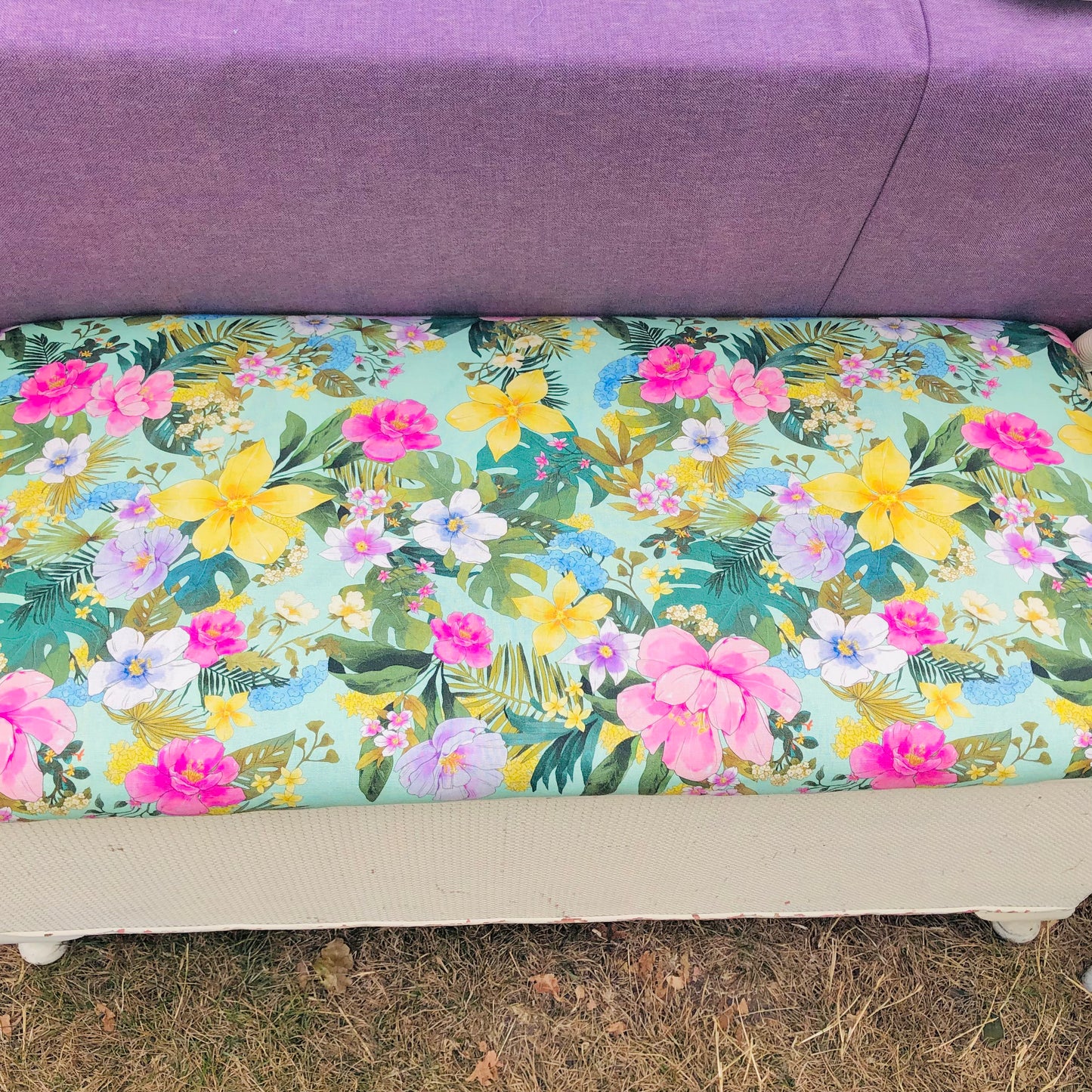 Upholstered Lloyd Loom Ottoman