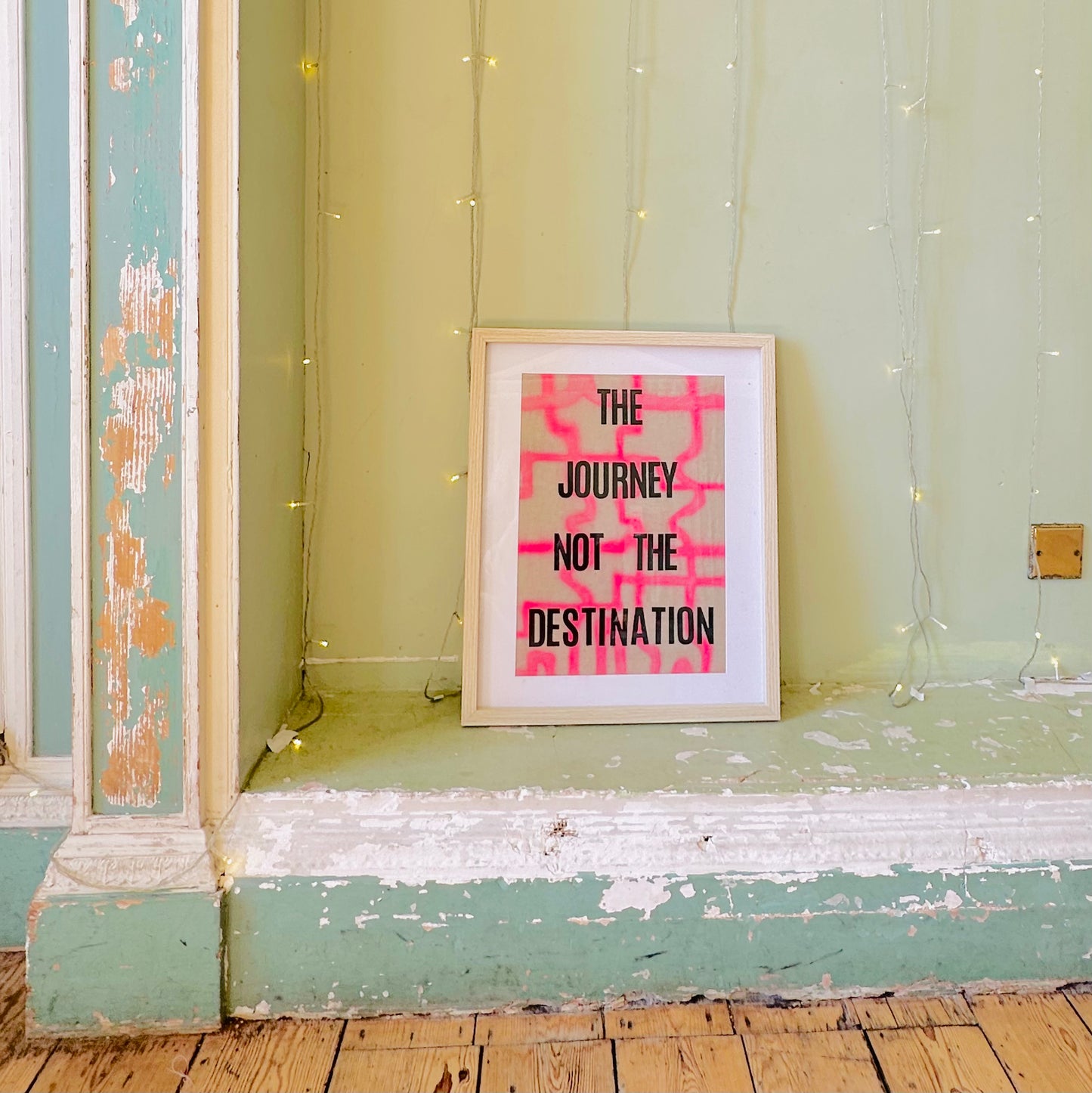 Journey Not the Destination: A3 Hand-Illustrated Linen Wall Hanging Print