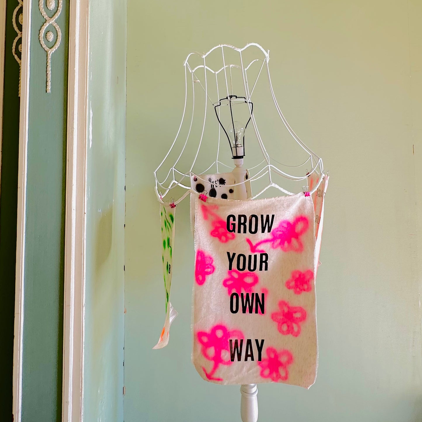 Neon pink upcycled linen A3 art print