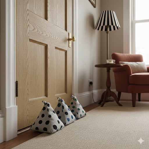 Hand-painted Linen Sustainable Doorstop in Polka Dot print