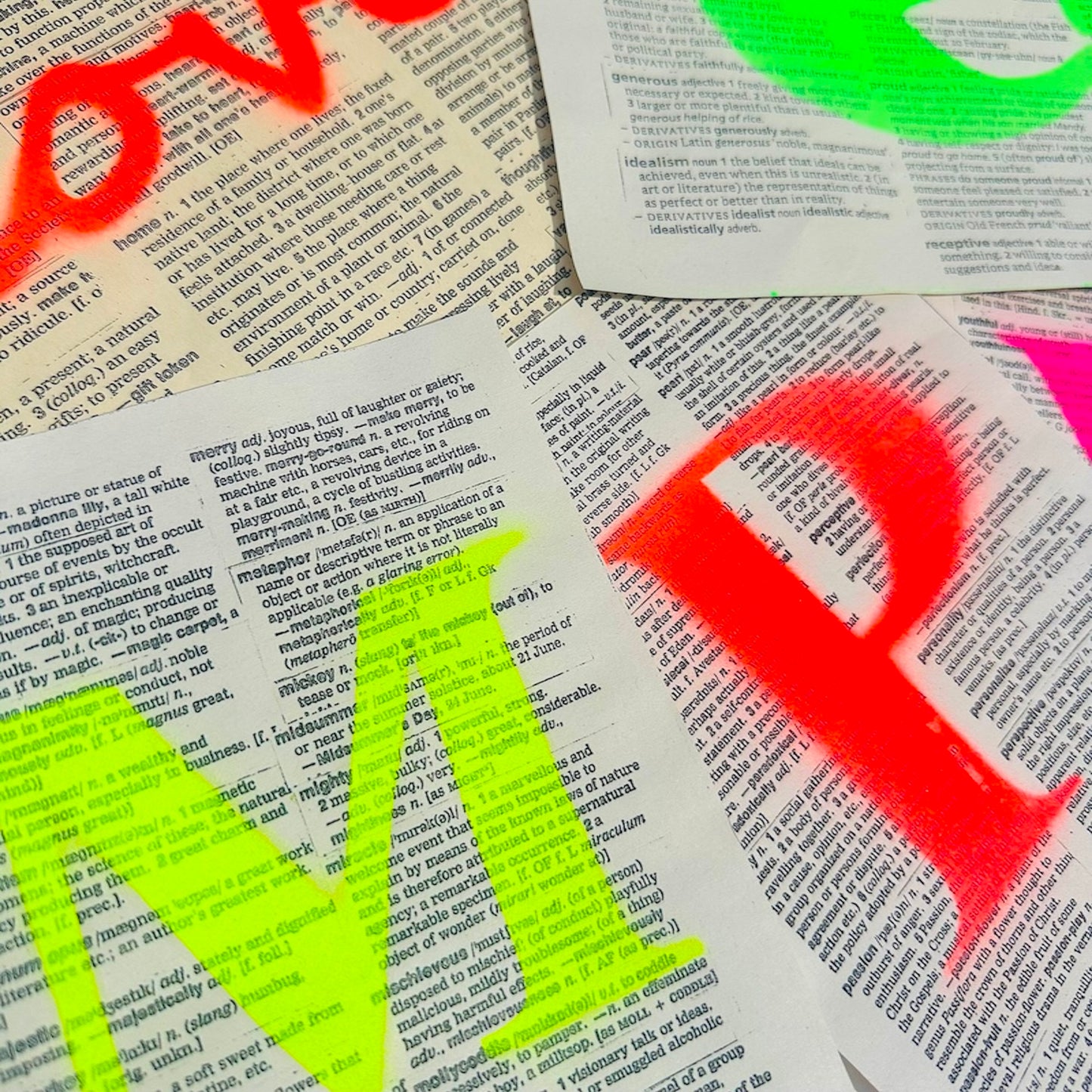 Recycled Neon Initial Typography Print
