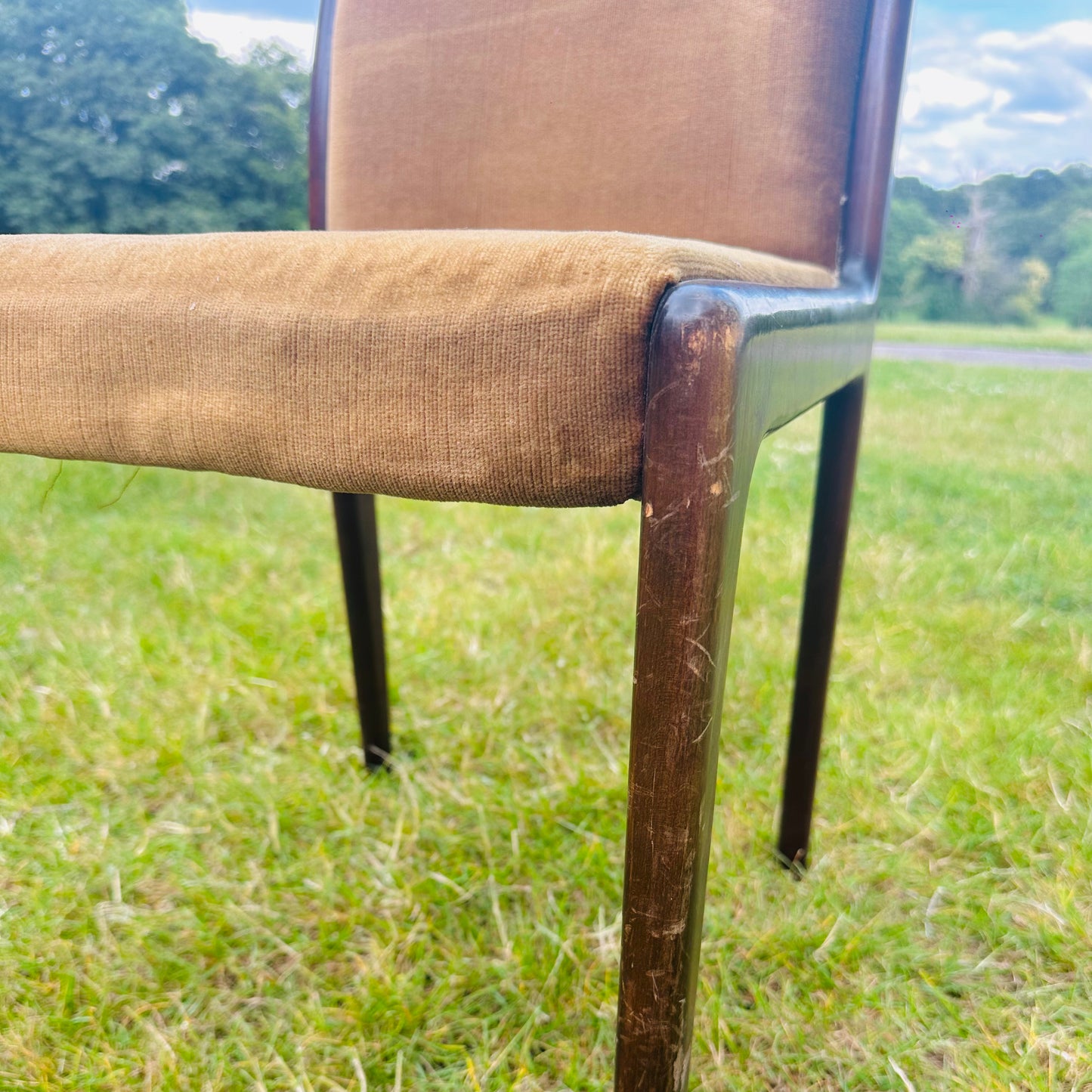 Mid Century Danish Dining Chair in Rust Cord Velvet