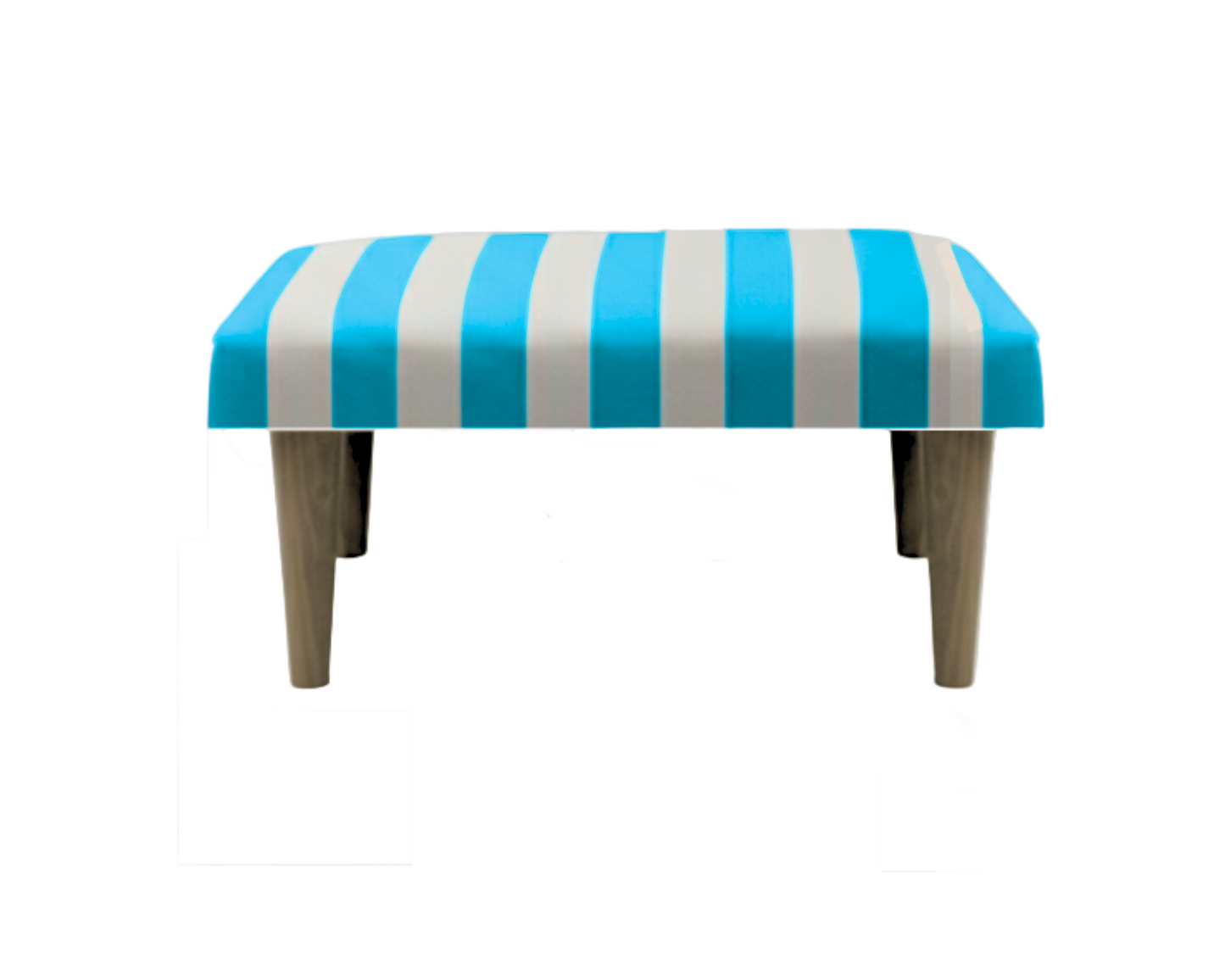 Hand-Painted Upholstered Linen Square Footstool in Stripe print