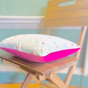 Sustainable Splatter Cushion in Linen & Velvet