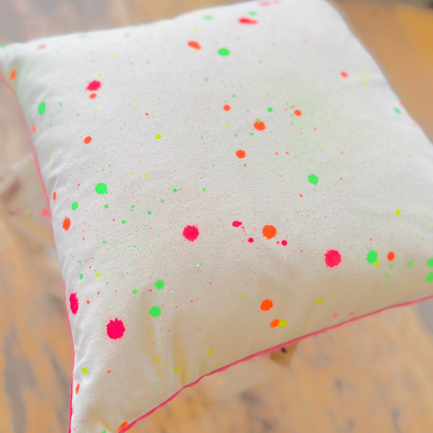 Sustainable Splatter Cushion in Linen & Velvet