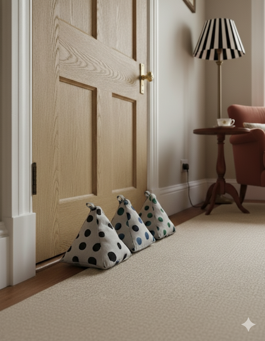 Hand-painted Linen Sustainable Doorstop in Stripe print