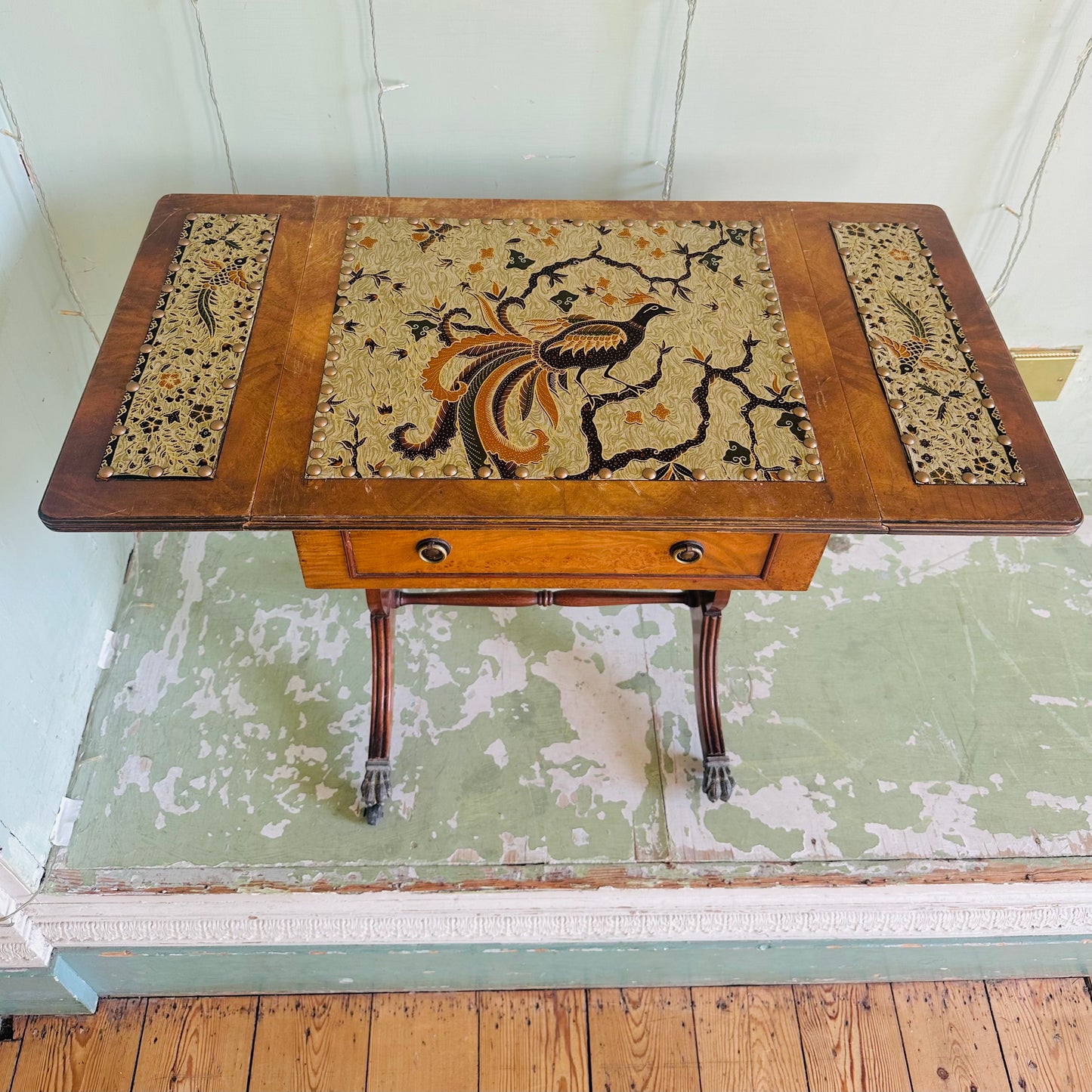 Bevan Funnell Upcycled Extending Burr Yew Wood Side End Lamp Card Table