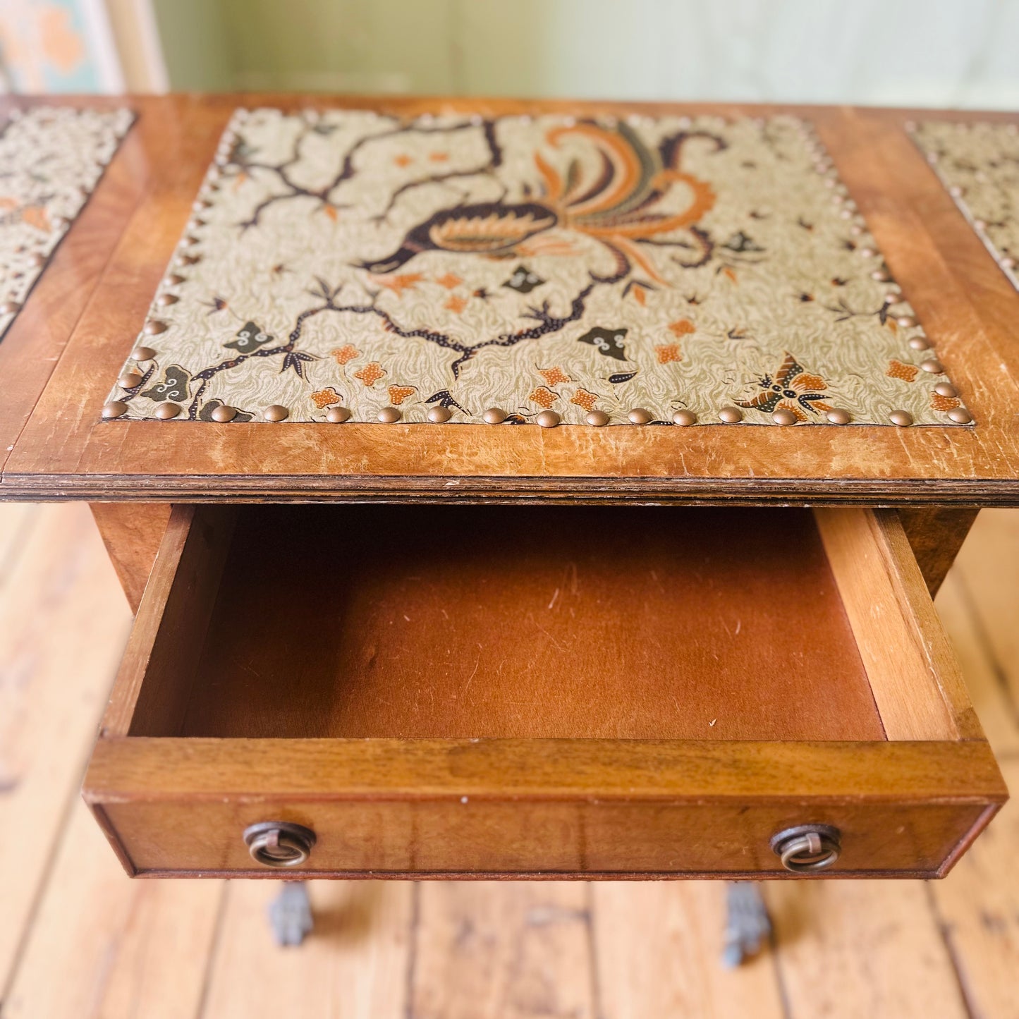 Bevan Funnell Upcycled Extending Burr Yew Wood Side End Lamp Card Table