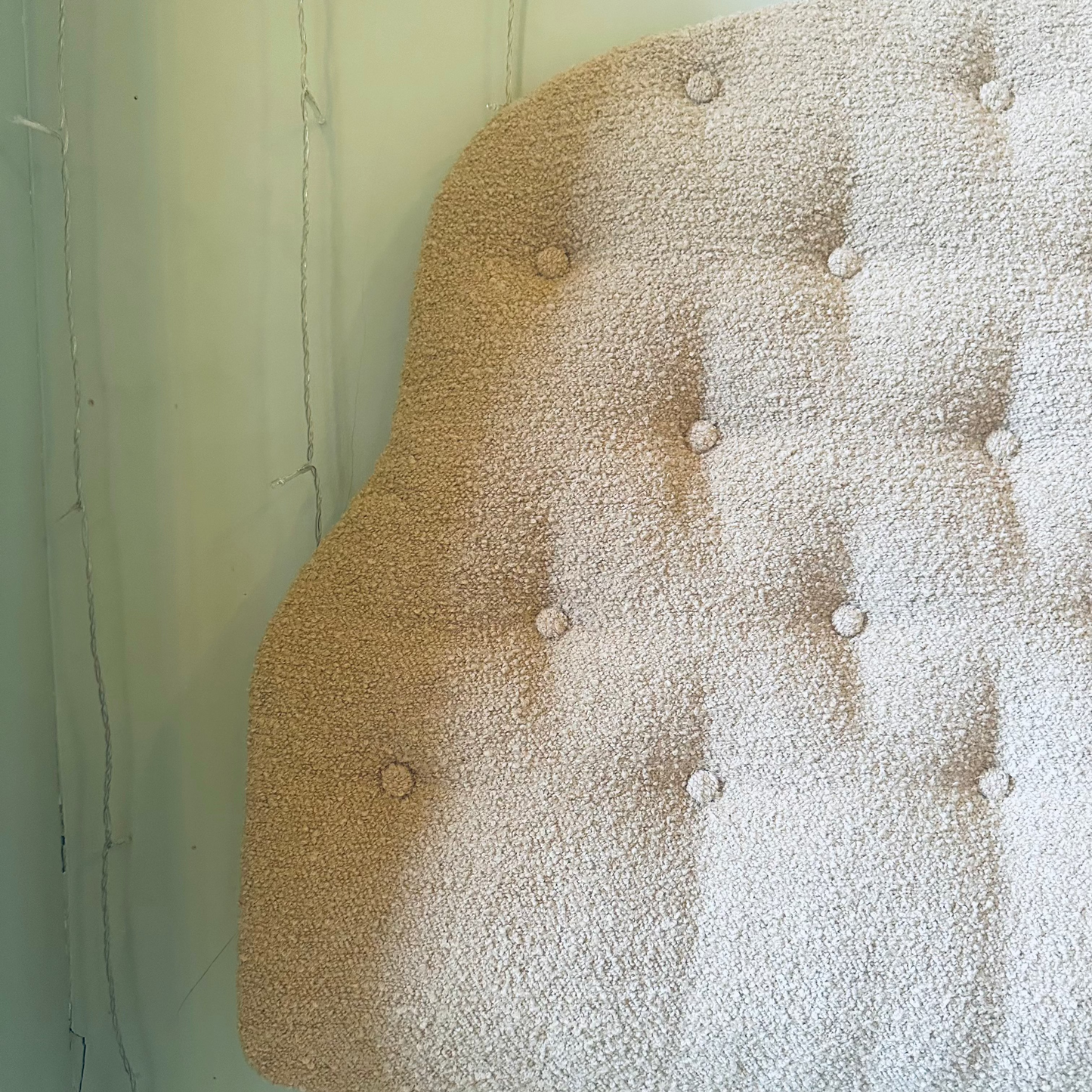 Taupe Boucle Wool Scallop Sustainable Headboard - Single