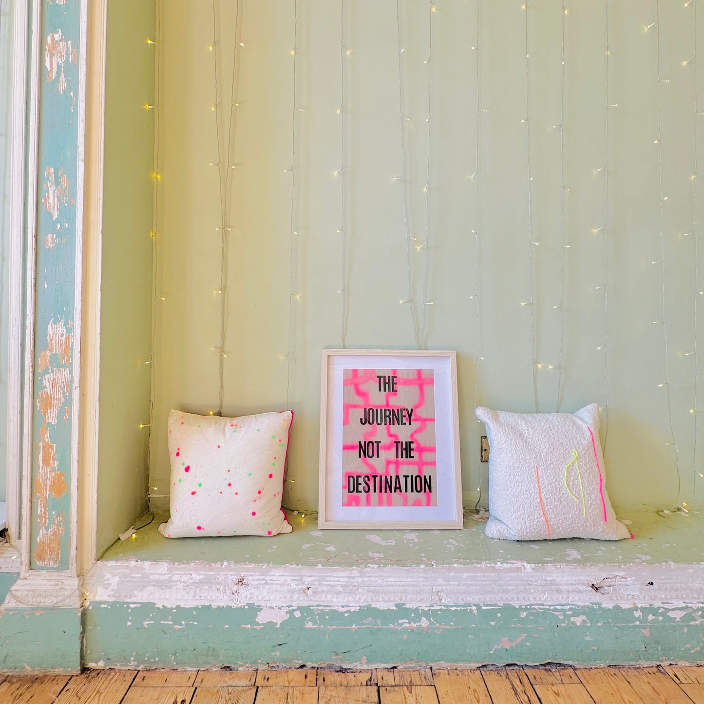 Sustainable Boucle Cushion made with off-cuts & Neon Wool