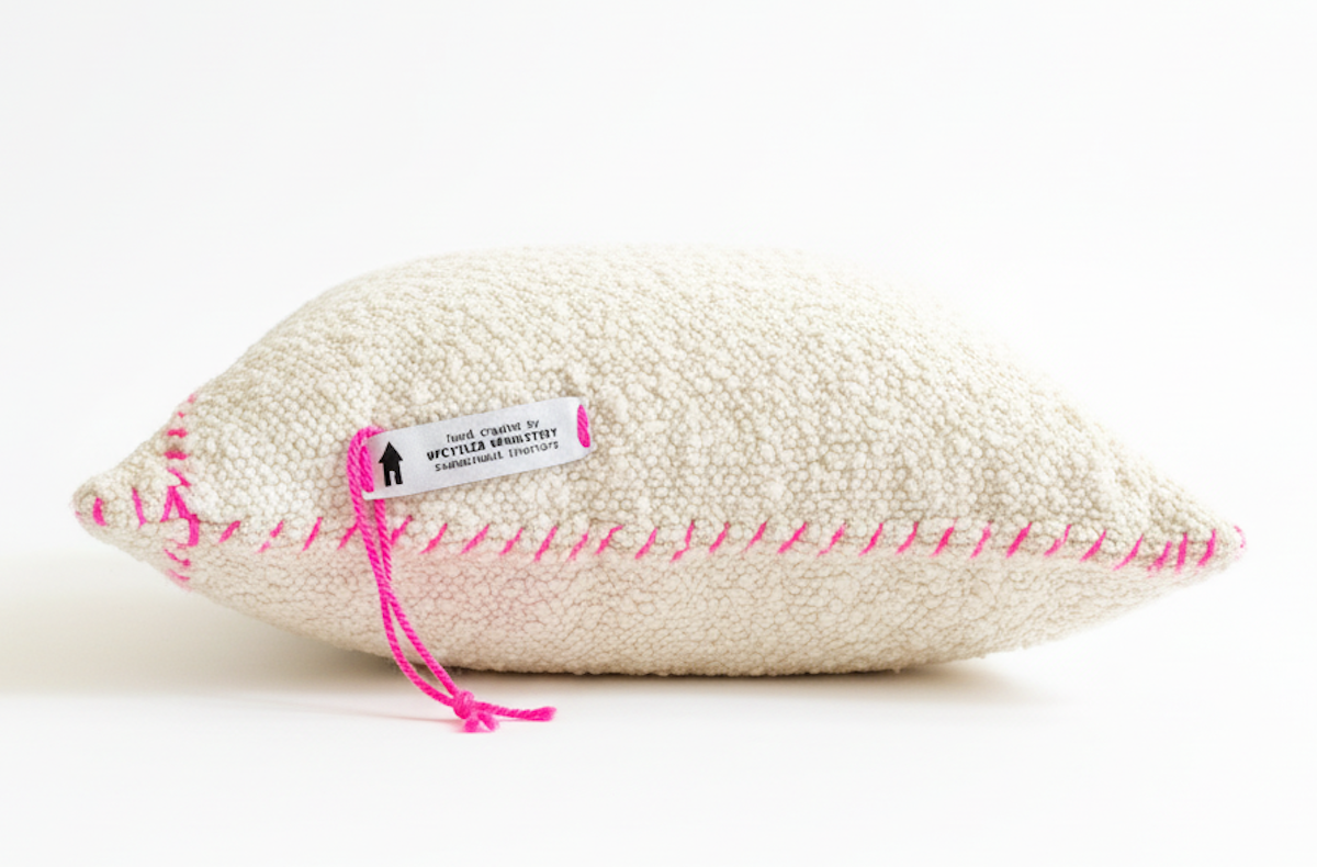 Sustainable Boucle Cushion made with off-cuts & Neon Wool