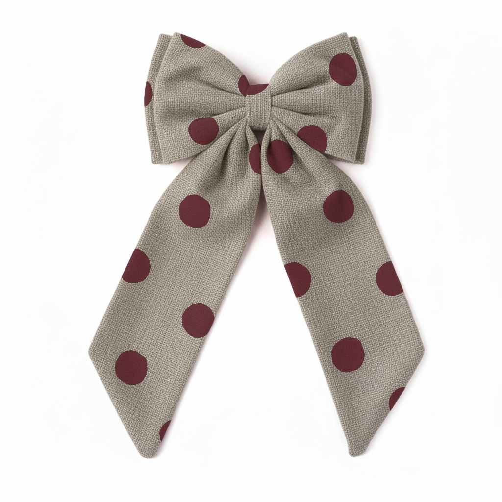 Sustainable Over-sized Linen Polka Dot Bow Hanging Christmas decoration