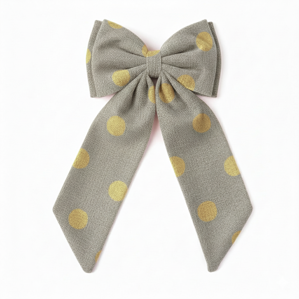 Sustainable Over-sized Linen Polka Dot Bow Hanging Christmas decoration