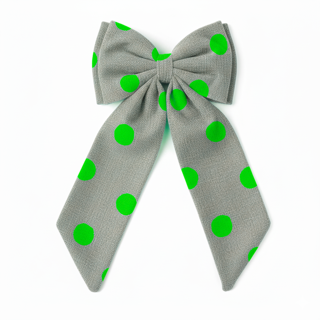 Sustainable Over-sized Linen Polka Dot Bow Hanging Christmas decoration