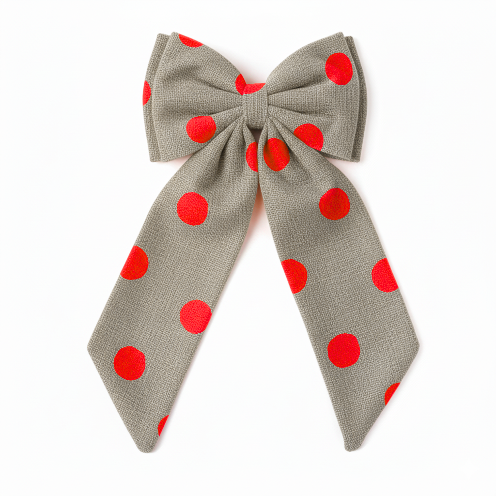 Sustainable Over-sized Linen Polka Dot Bow Hanging Christmas decoration