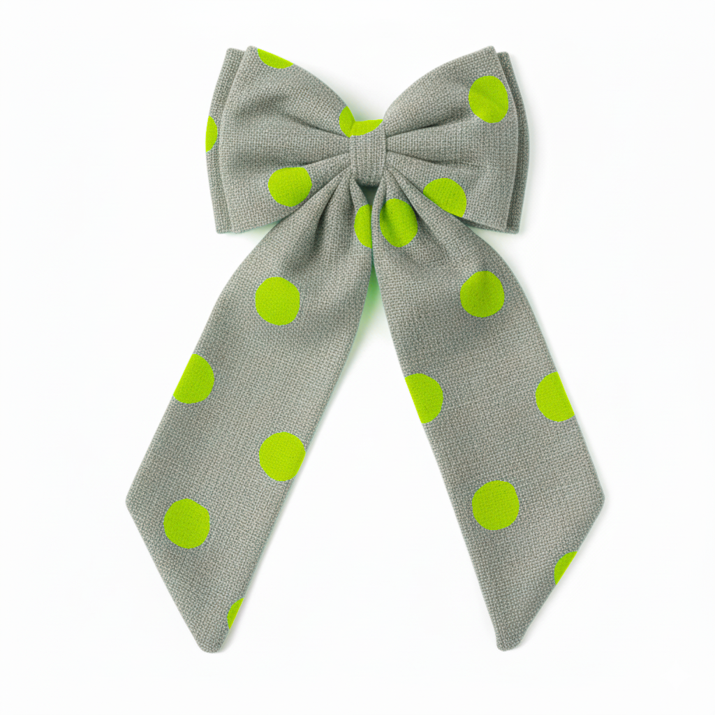 Sustainable Over-sized Linen Polka Dot Bow Hanging Christmas decoration