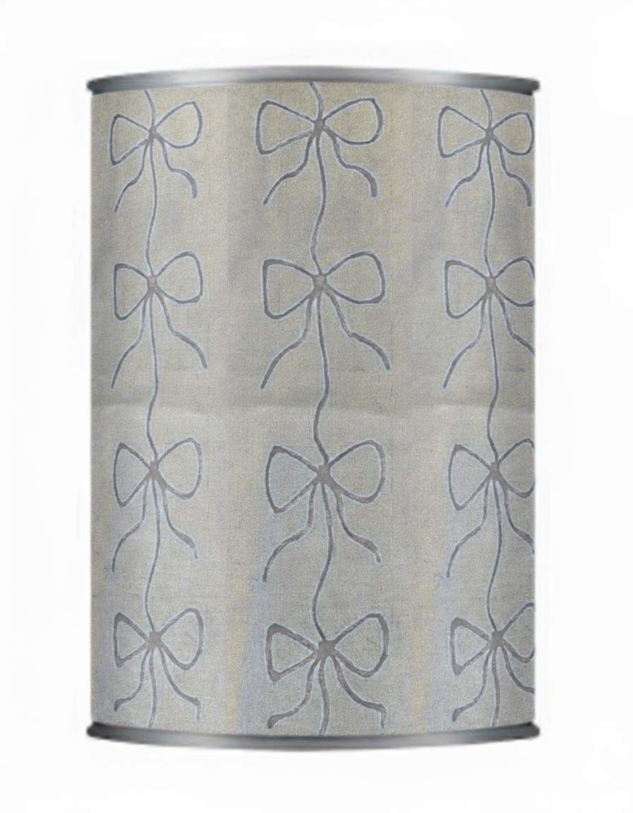 Upcycled & Repurposed Linen Tin Holder in 'Bow' Christmas print