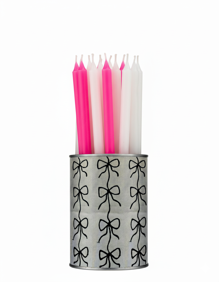 Upcycled & Repurposed Linen Tin Holder in 'Bow' Christmas print