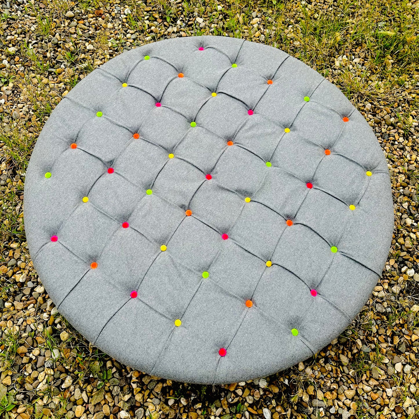 Upcycled Upholstered Circular Colour Coffee Table in Recycled Wool