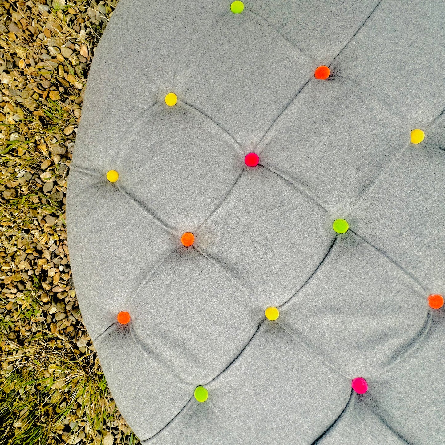 Upcycled Upholstered Circular Colour Coffee Table in Recycled Wool