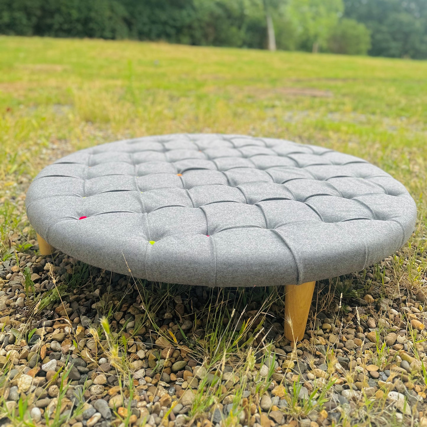 Upcycled Upholstered Circular Colour Coffee Table in Recycled Wool