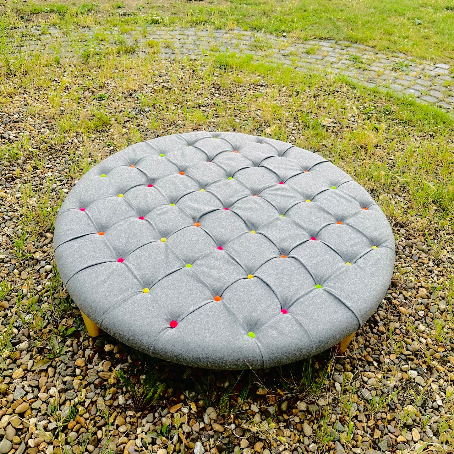 Upcycled Upholstered Circular Colour Coffee Table in Recycled Wool
