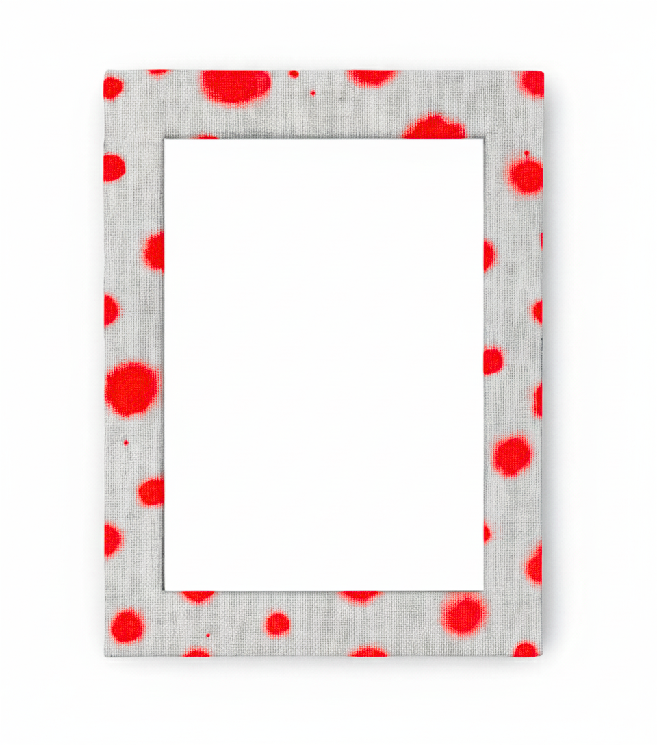 Upcycled Polka Dot Linen fabric covered Photo-Frame A4