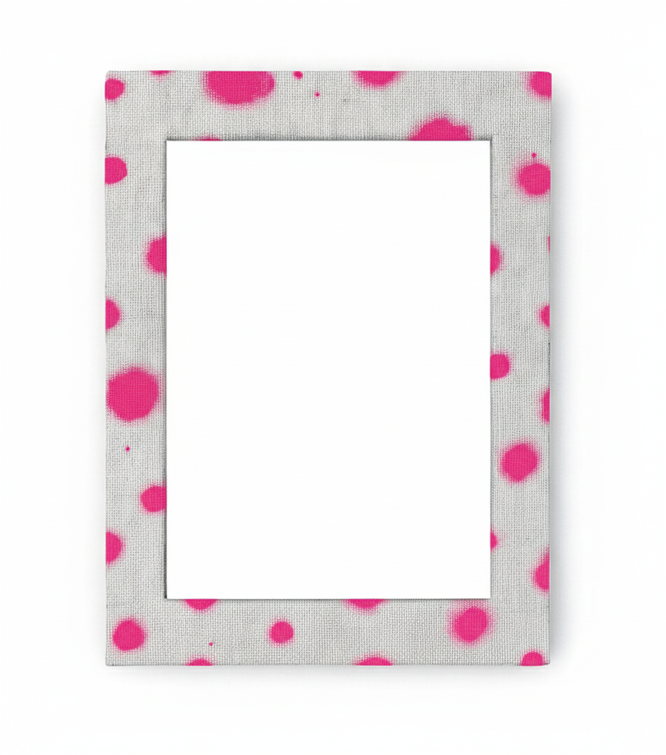 Upcycled Polka Dot Linen fabric covered Photo-Frame A4