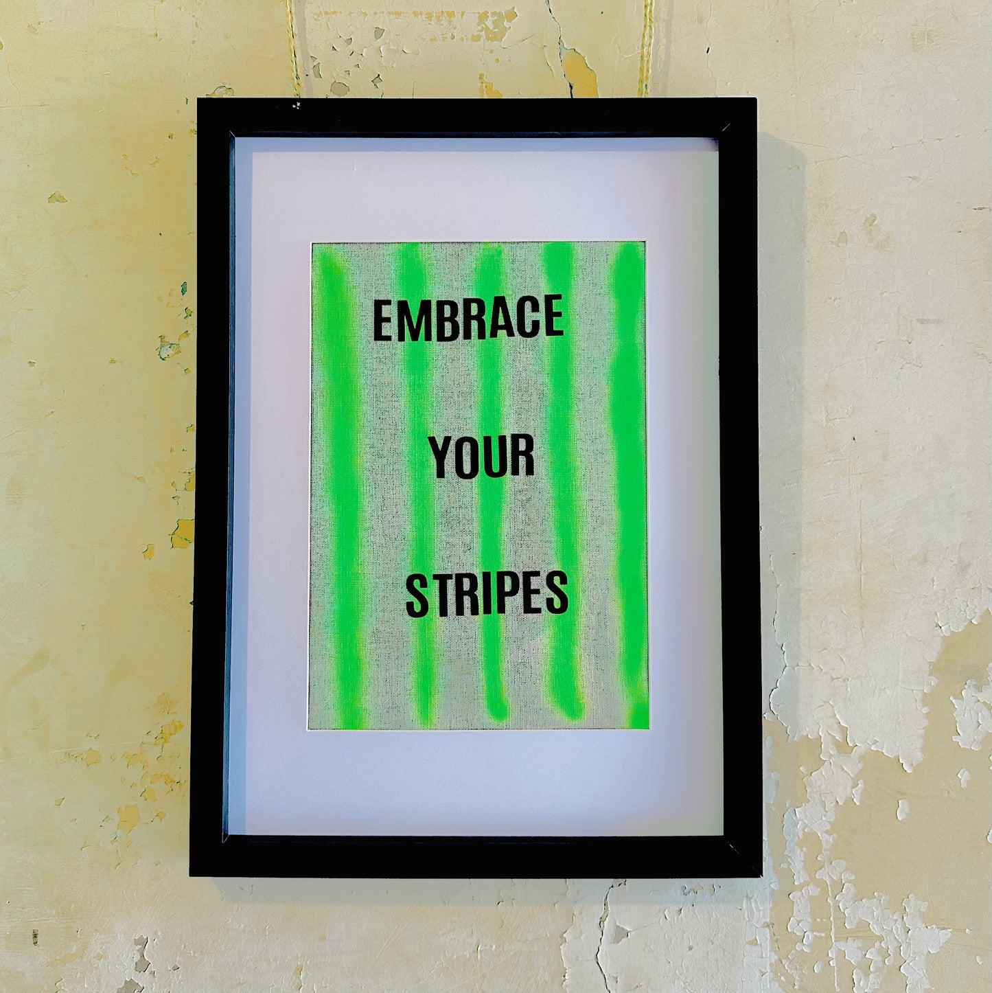 Embrace Your Stripes: A3 Hand-Illustrated Off-Cut Linen Wall Hanging Print