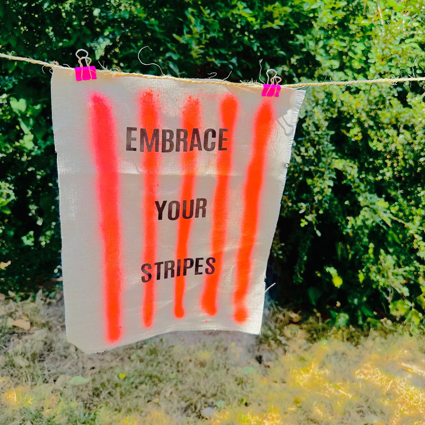 Embrace Your Stripes: A3 Hand-Illustrated Off-Cut Linen Wall Hanging Print
