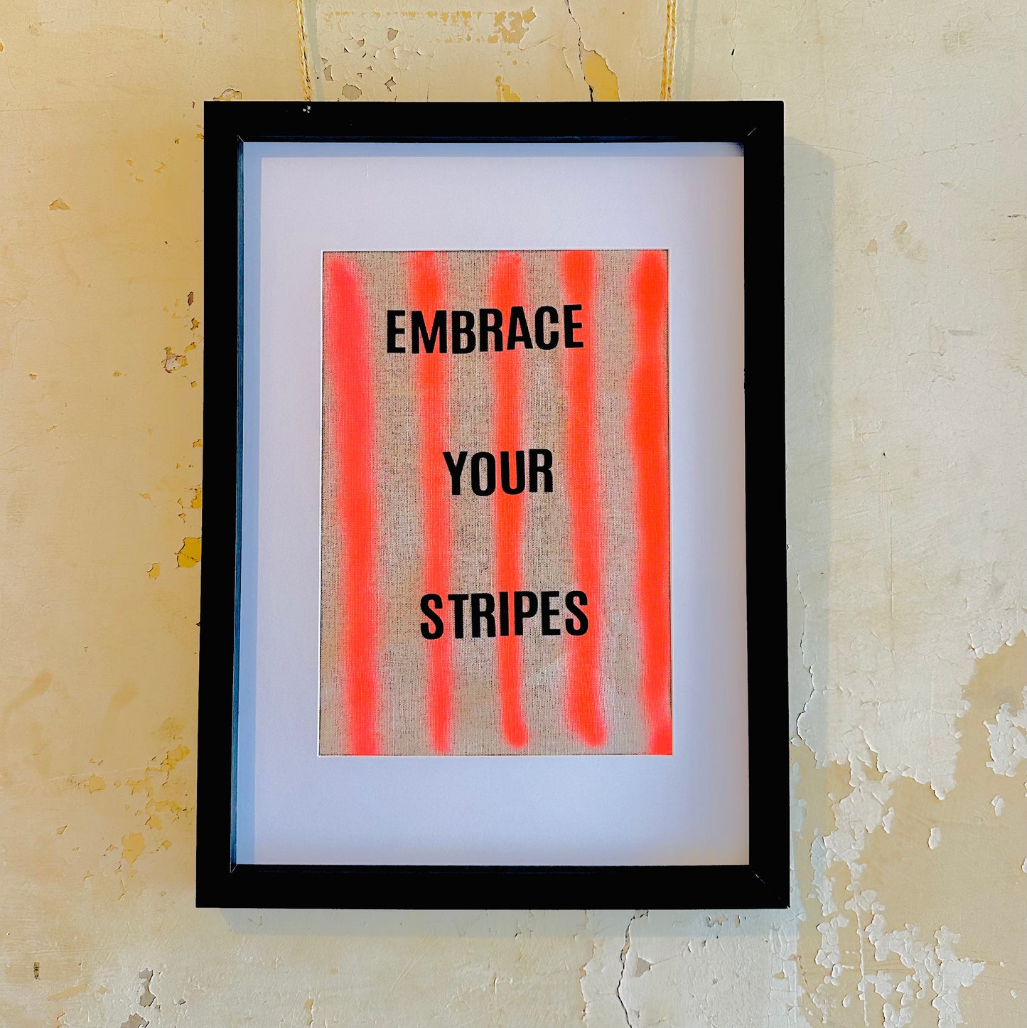 Embrace Your Stripes: A3 Hand-Illustrated Off-Cut Linen Wall Hanging Print
