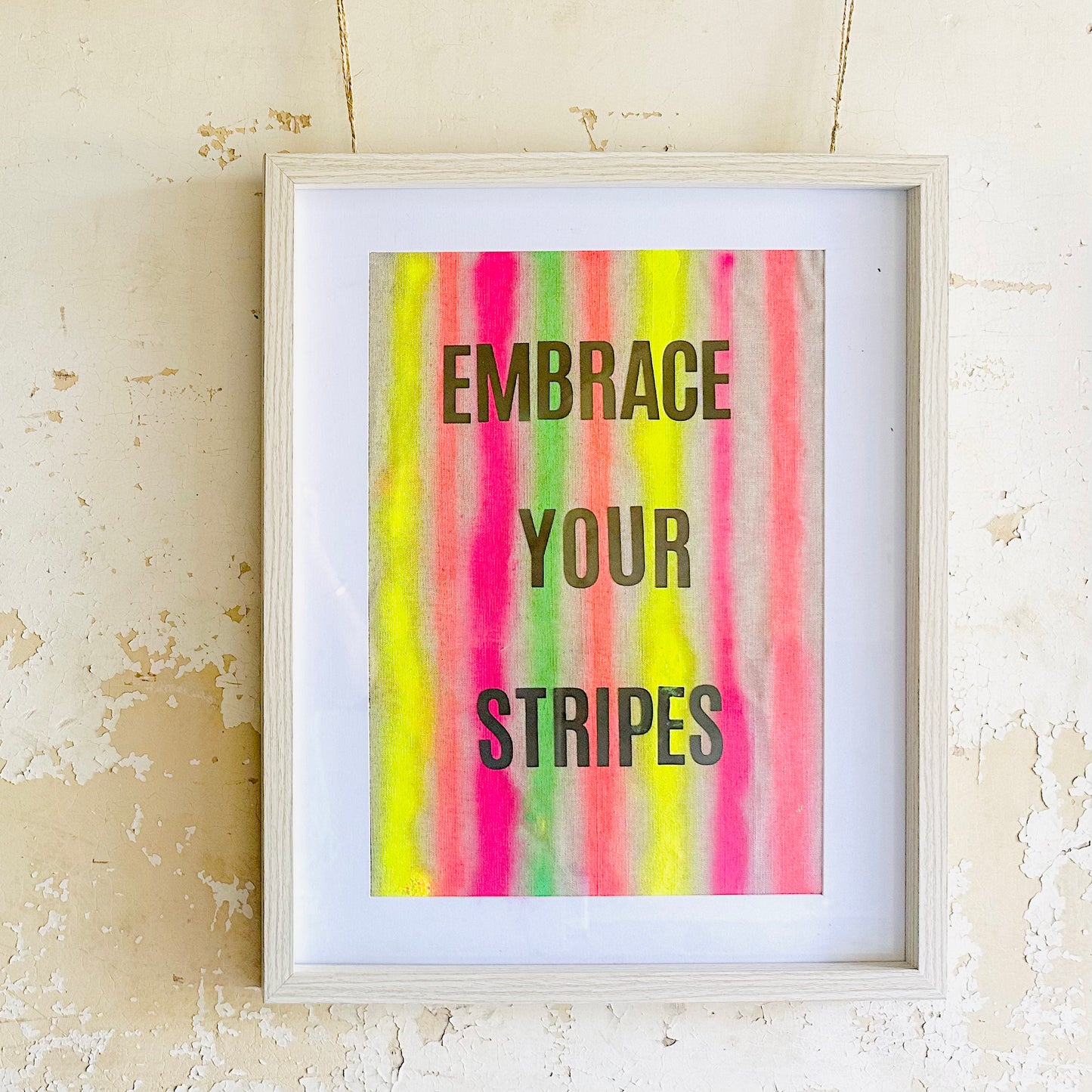 Embrace Your Stripes: A3 Hand-Illustrated Off-Cut Linen Wall Hanging Print