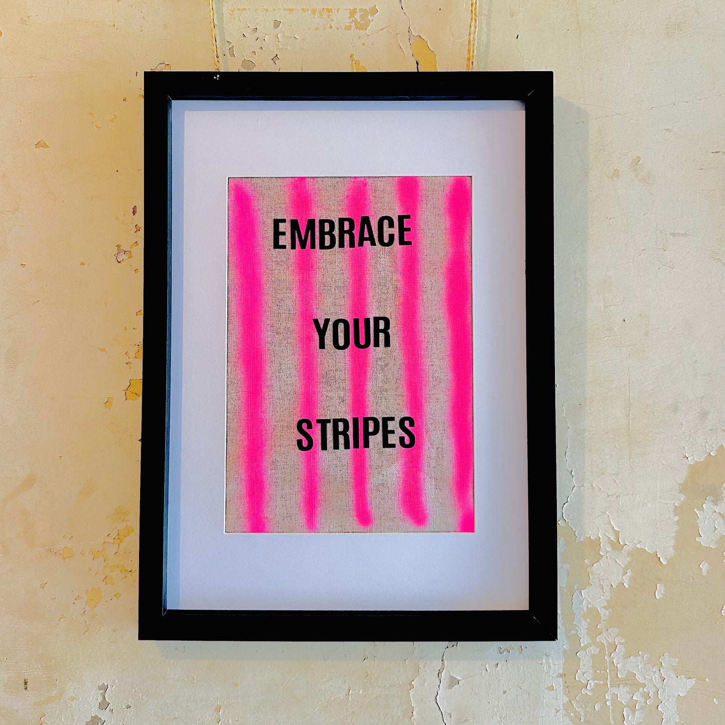 Embrace Your Stripes: A3 Hand-Illustrated Off-Cut Linen Wall Hanging Print