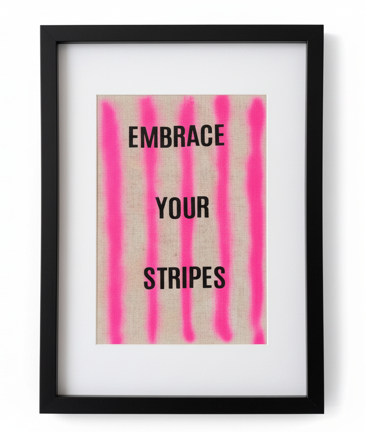 Embrace Your Stripes: A3 Hand-Illustrated Off-Cut Linen Wall Hanging Print