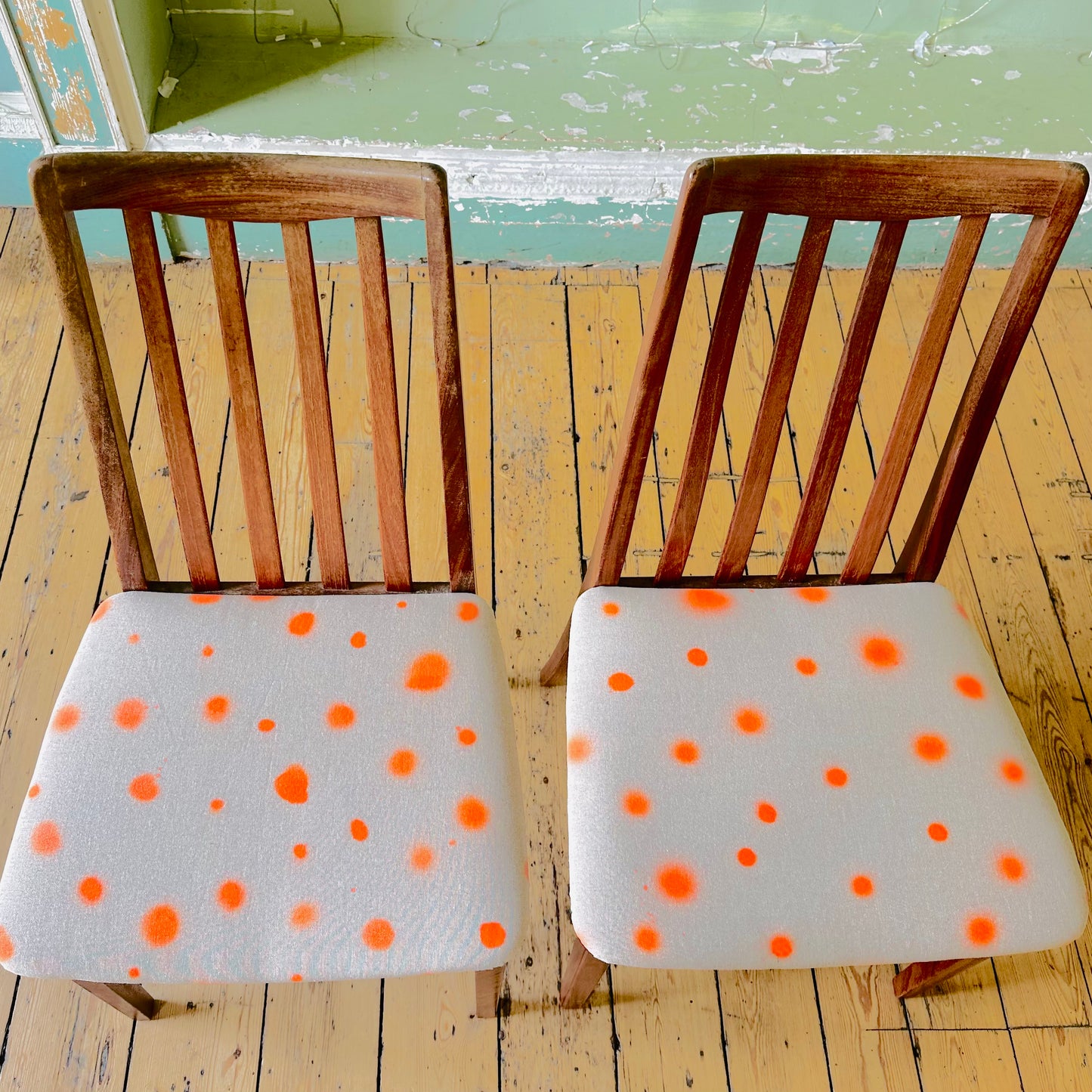 Upholstered Vintage G-Plan Dining Chairs Set of 5 in Linen Print