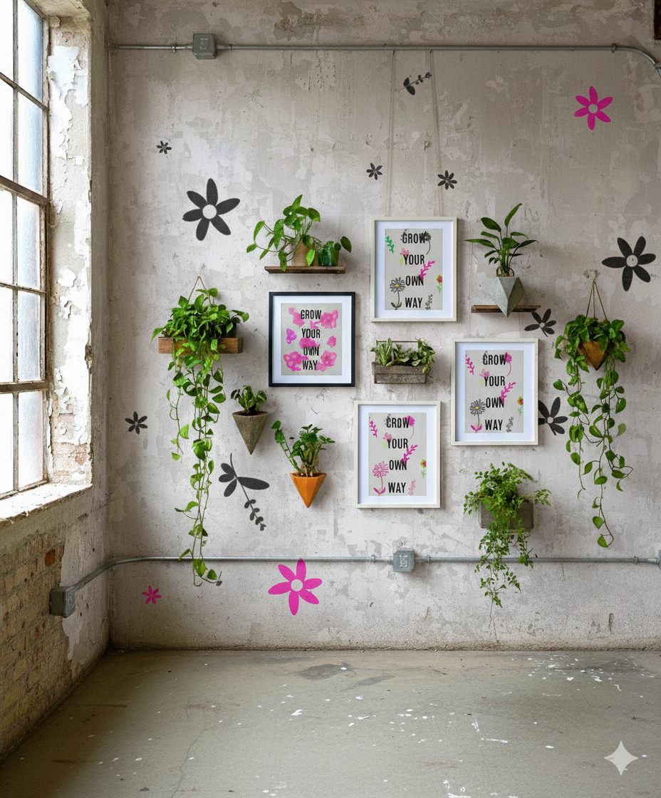 Grow your Own Way: A3 Hand-Illustrated Linen Wall Hanging Print