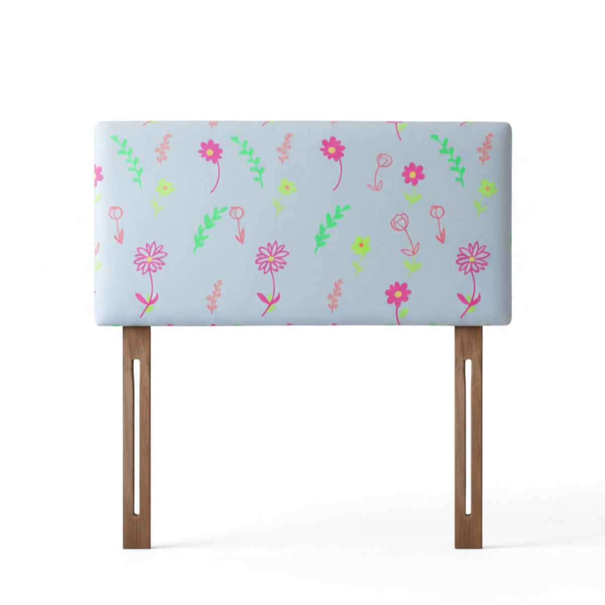 Hand-painted Upholstered Linen Headboard in floral print