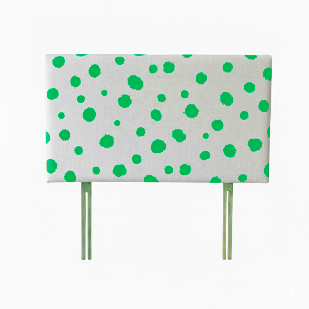 Hand-painted Upholstered Linen Headboard in Polka Dot print Double size