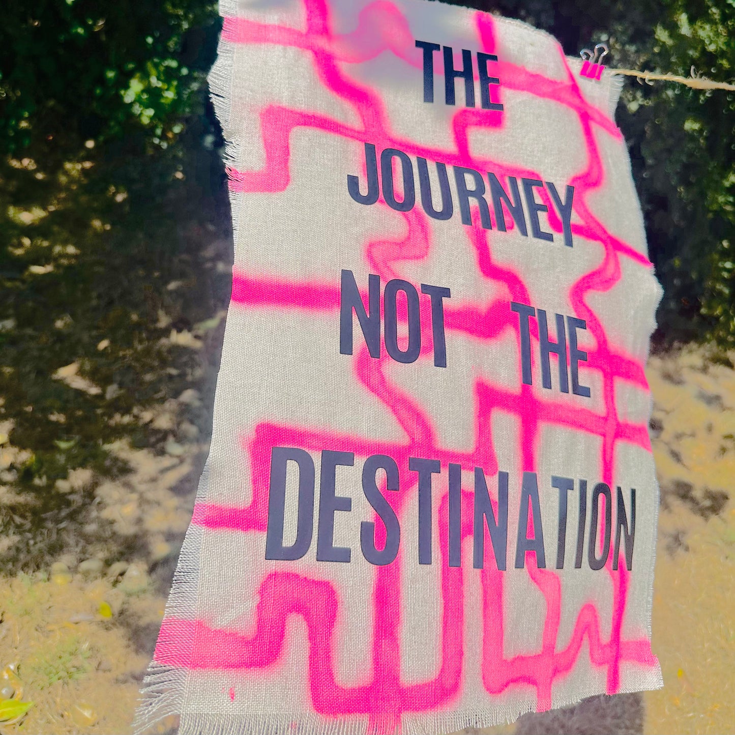 Journey Not the Destination: A3 Hand-Illustrated Linen Wall Hanging Print