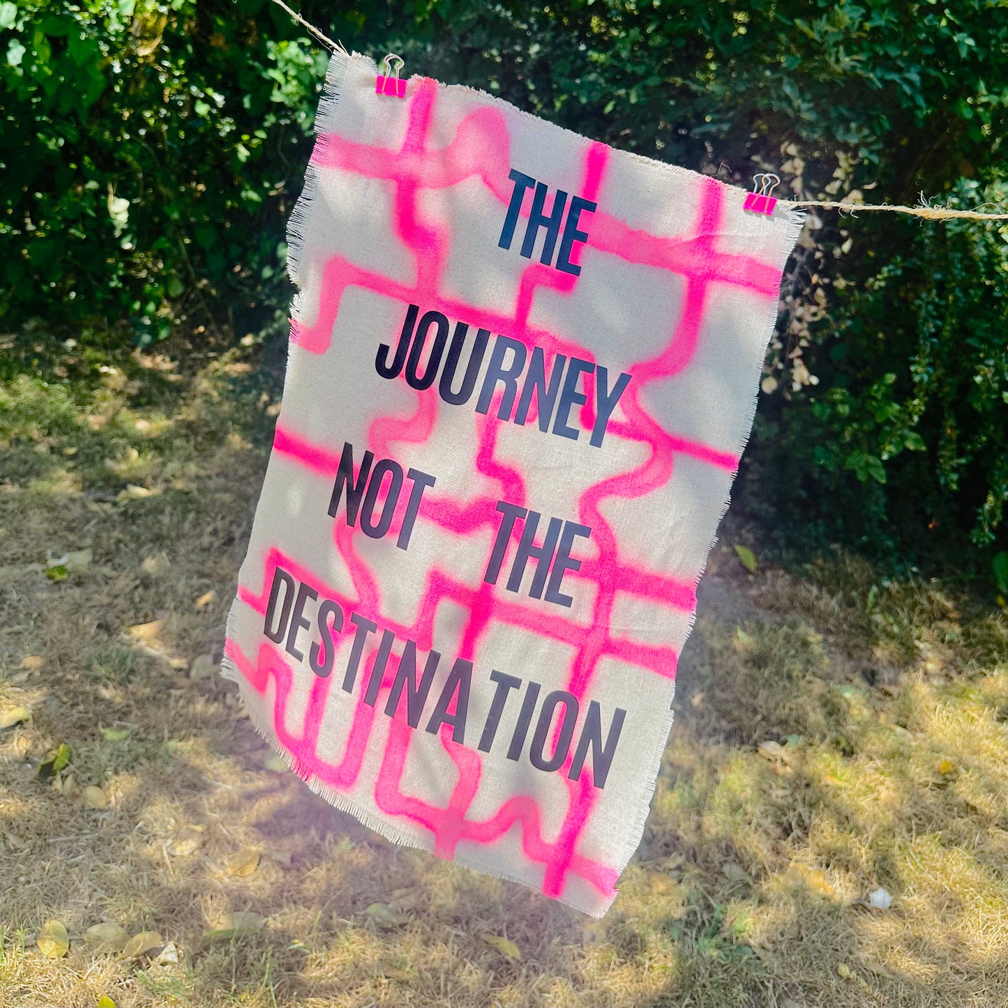 Journey Not the Destination: A3 Hand-Illustrated Linen Wall Hanging Print
