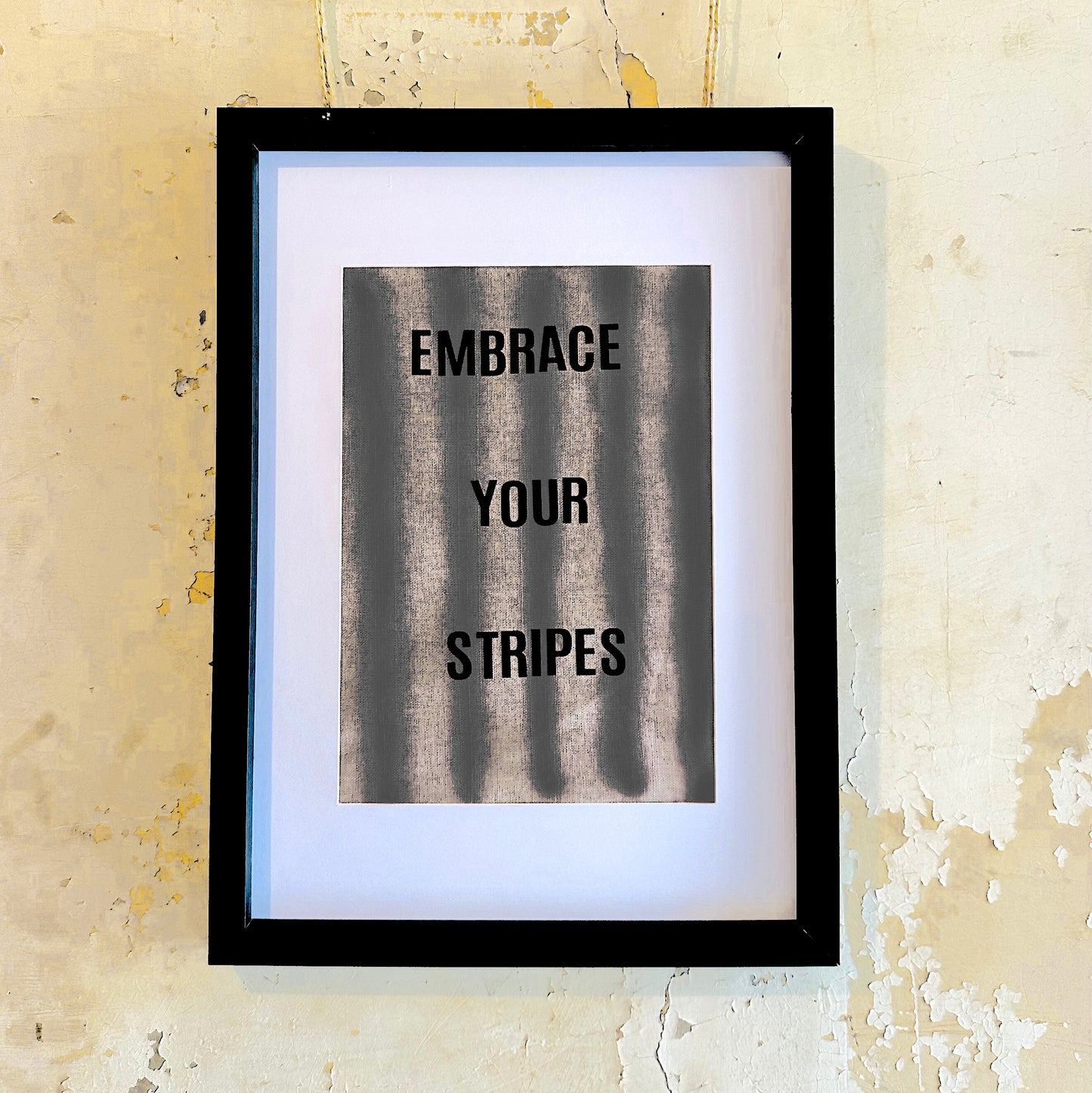 Embrace Your Stripes: A3 Hand-Illustrated Off-Cut Linen Wall Hanging Print