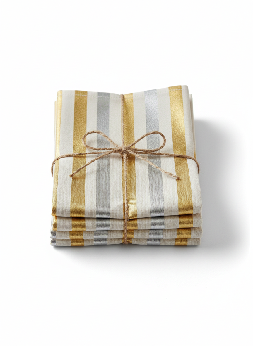 Hand-Painted Stripe print Linen Table Placemats Set of 2