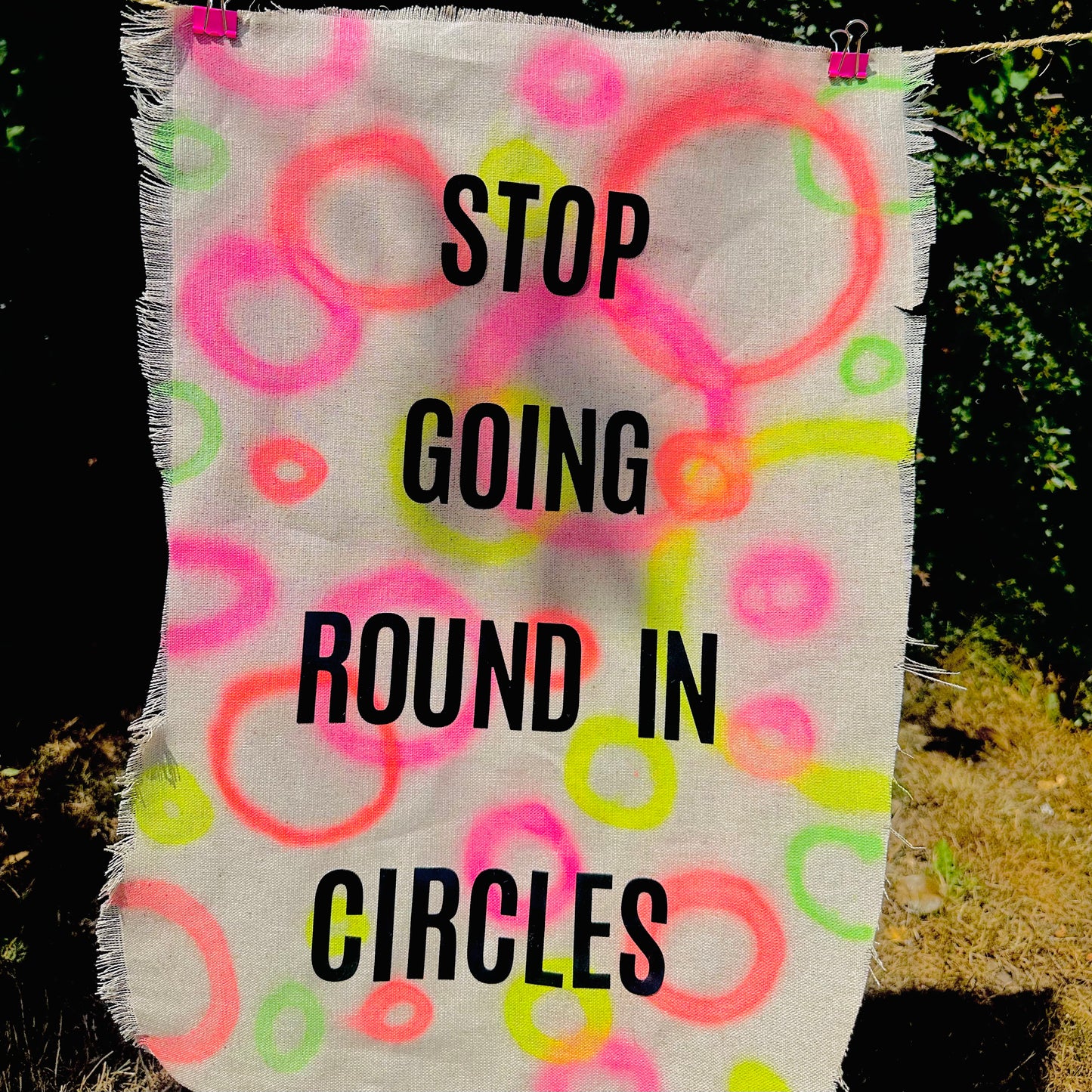 Stop Going Round in Circles: A3 Hand-Illustrated Linen Wall Hanging Print