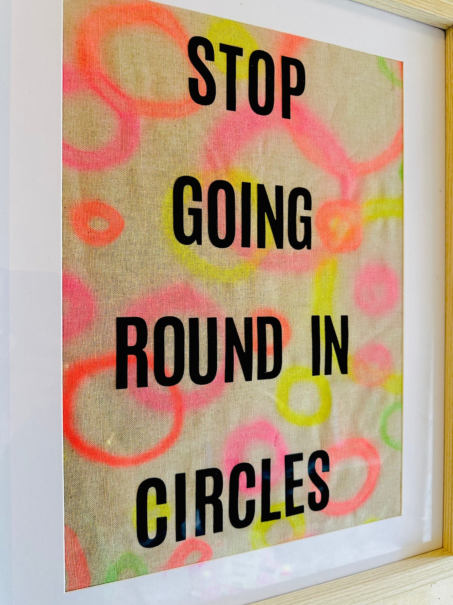 Stop Going Round in Circles: A3 Hand-Illustrated Linen Wall Hanging Print