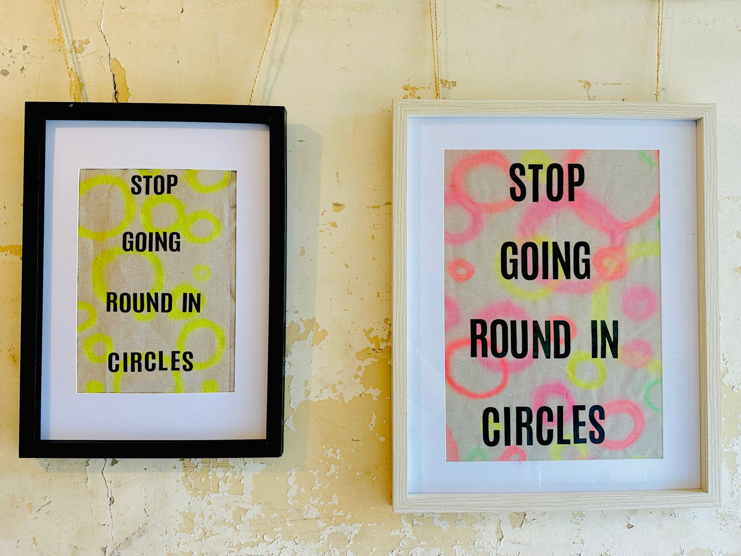 Stop Going Round in Circles: A3 Hand-Illustrated Linen Wall Hanging Print