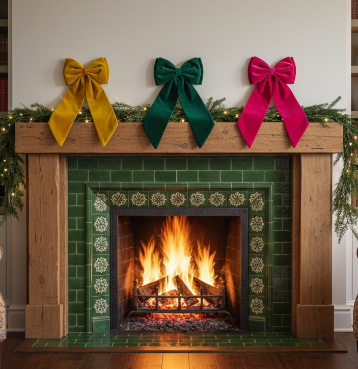 Sustainable Over-sized Velvet Bow Hanging Christmas decoration
