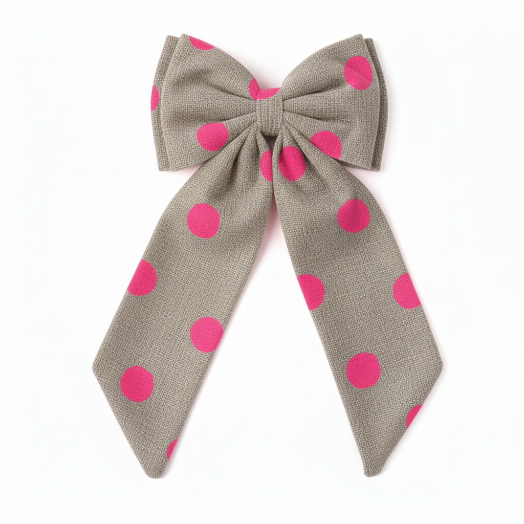 Sustainable Over-sized Linen Polka Dot Bow Hanging Christmas decoration